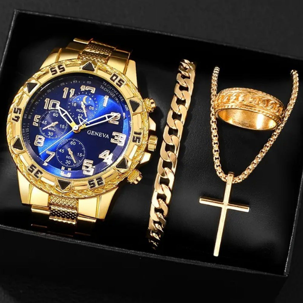 Dreiteiliges Geschenkset für Herren: Uhr + Halskette + Armband