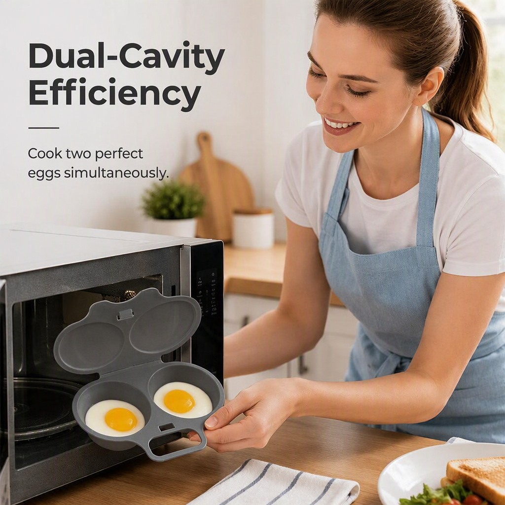 🍳 50% RABATT! Mikrowellen-Eierkocher mit Deckel und Griff – Schnell, sicher & platzsparend – Perfekt für das schnelle Frühstück, Weich- & Hartgekochte Eier in Minuten ✨
