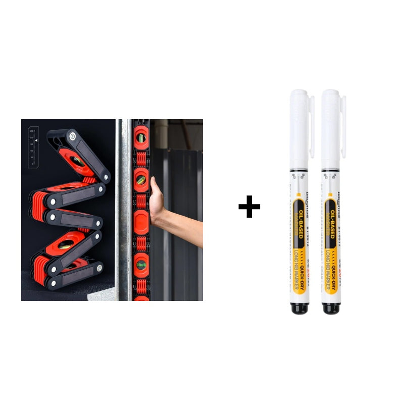 Klappbare Wasserwaage mit Winkelmesser – Ausziehbar & Flexibel