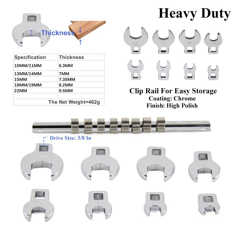 🔧8 PCS Auswechselbare metrische Schlüssel für 3/8" Ratschen-Drehmomentschlüssel