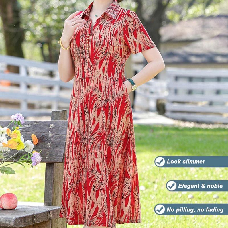 đModisches kurzĂ€rmeliges Kleid mit Revers und Taschen fĂŒr Frauen