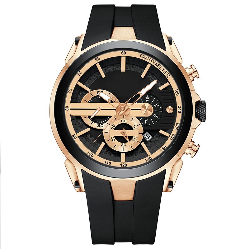 Sportuhr im Stil mit Leuchtanzeige, Silikonarmband und wasserdichtem Design