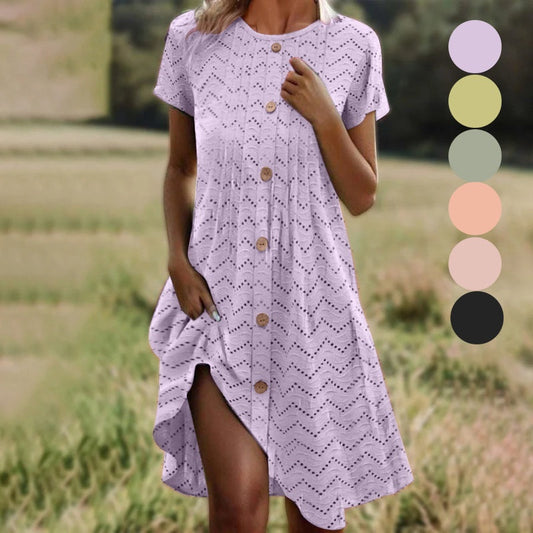 Kurzärmeliges Kleid mit Knopfleiste für Damen