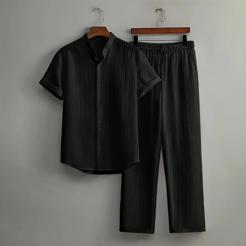 🏆LETZTER TAG DES SALE – 45 % RABATT🔥Strukturiertes 2-teiliges Hemd- und Hosen-Set für Herren