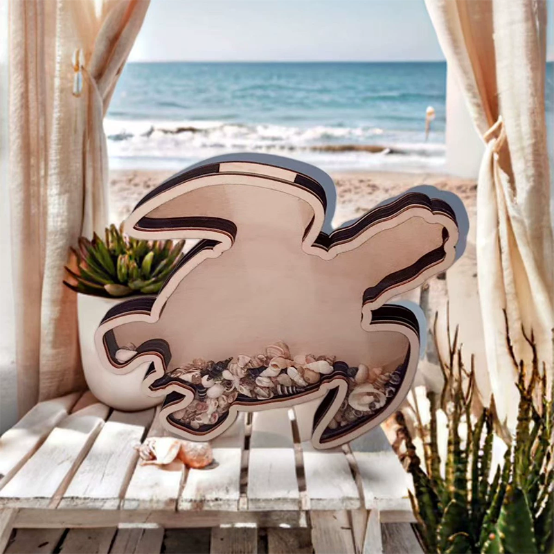 🐢 50% RABATT! 🌊 Holz-Schildkröten Organizer mit Laserschnitt & Acrylplatte, küstenstilierte Schlüssel- und Schmuckaufbewahrung ✨