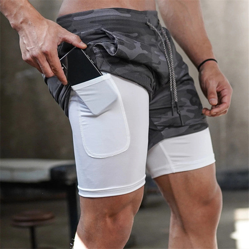 Professionelle doppellagige Sportshorts mit mehreren Taschen für Herren