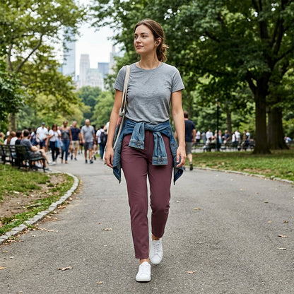 ⏰ Nur noch heute 50% Rabatt! 🔥 Damen High-Waist Stretch-Hose mit sicheren Reißverschluss-Taschen, figurschmeichelnder Cropped-Schnitt für Büro, Sport & Alltag ✨