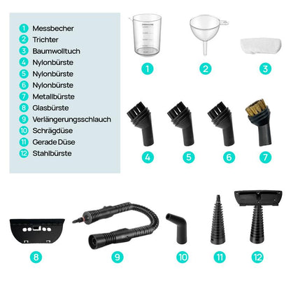 🚨🔥 Hand-Multiflächen-Dampfreiniger mit Druckboost – 12-teiliges Set für natürliche Reinigung! Perfekt für Haushalt & Hygiene, langlebig & nachhaltig. ⚡🌿
