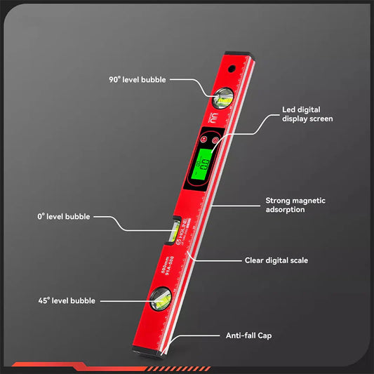 🔧📐 Multifunktionaler Präzisions-Magnet-Nivellierer mit LCD-Digitalanzeige ⚡📲 Ideal für präzise Wandmontage & Renovierungen – Wasserwaage, Neigungsmesser und Lineal in einem. Einfach, schnell, millimetergenau!