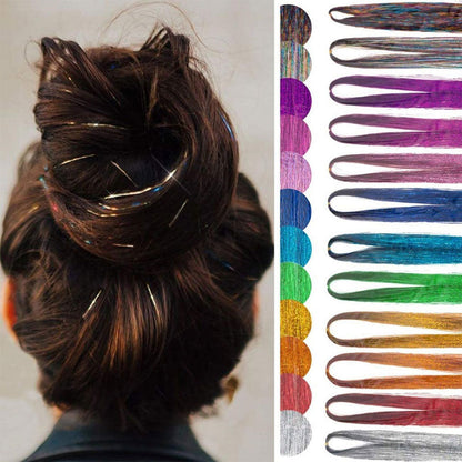 💯 Lassen Sie Ihr Haar glänzen😍Glitzernde Haarflitter Seidenverlängerung