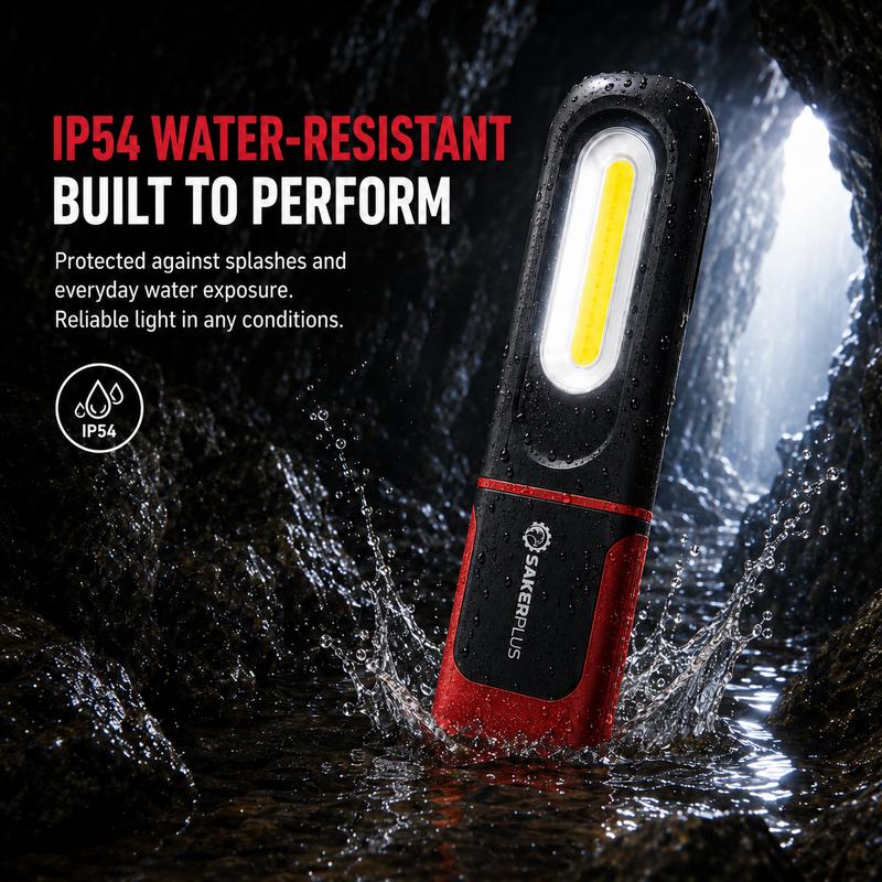 💡 50% RABATT! 🔦 SAKERPLUS Wiederaufladbare Arbeitsleuchte – 3000 lm COB-LED Magnetische Mechaniker-Lampe mit 360°-Schwenkhaken – für Autoreparatur, Garage & Camping