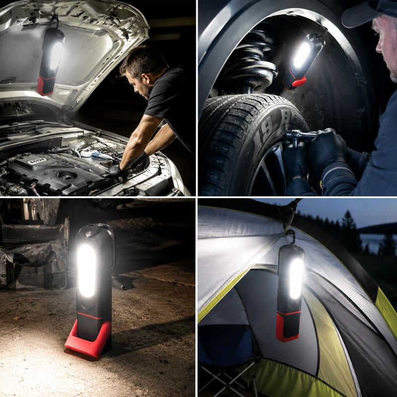 💡 50% RABATT! 🔦 SAKERPLUS Wiederaufladbare Arbeitsleuchte – 3000 lm COB-LED Magnetische Mechaniker-Lampe mit 360°-Schwenkhaken – für Autoreparatur, Garage & Camping