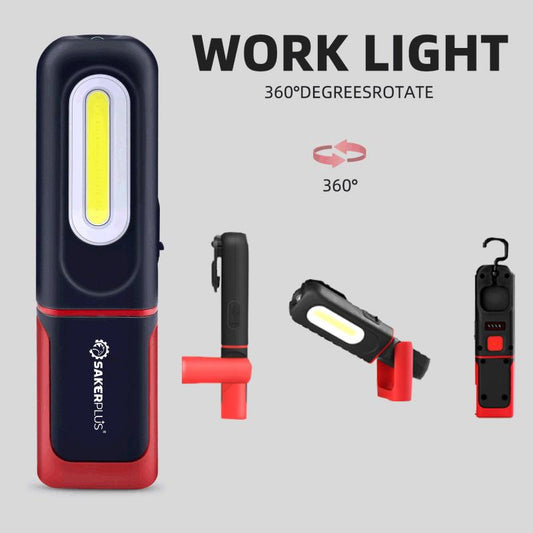 💡 50% RABATT! 🔦 SAKERPLUS Wiederaufladbare Arbeitsleuchte – 3000 lm COB-LED Magnetische Mechaniker-Lampe mit 360°-Schwenkhaken – für Autoreparatur, Garage & Camping