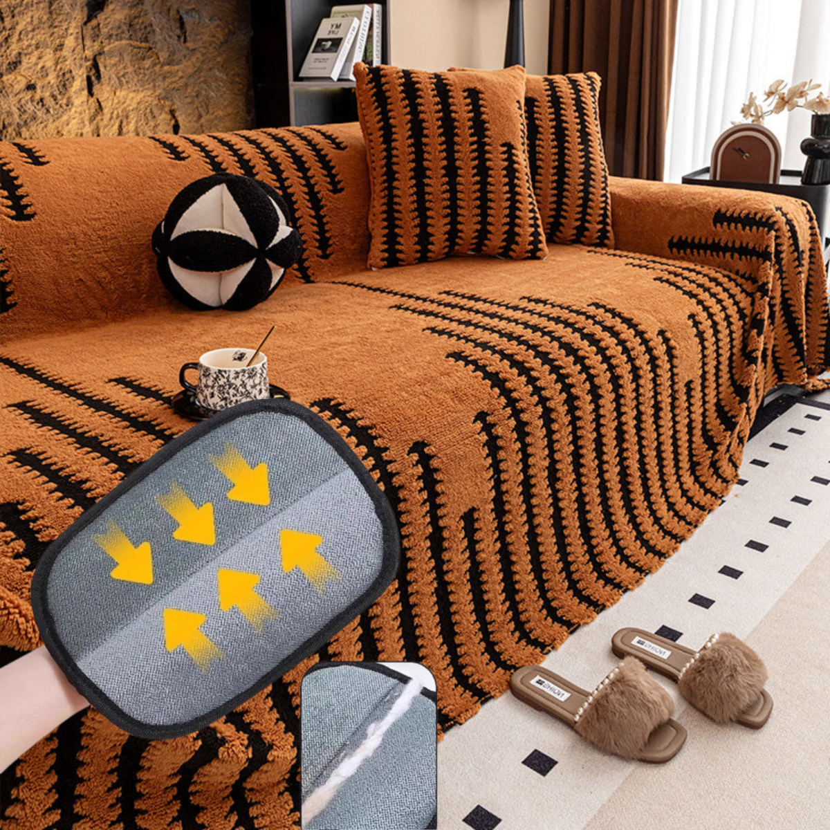 🛋️ 50% RABATT 2026! ✨ Plüsch Sofaüberwurf - Extra Dicke & Rutschfeste Decke mit Elastischen Kanten für Herbst und Winter 🍂❄️