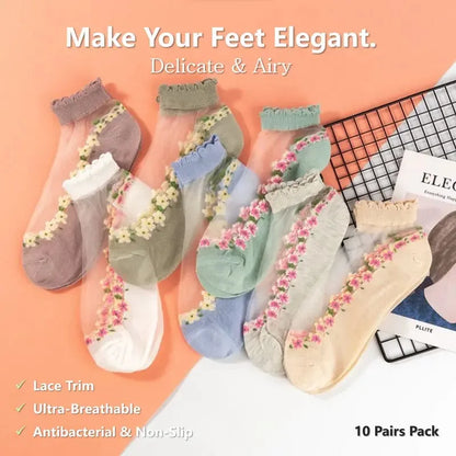 🌺Blumige Spitzensocken für Damen, Frühjahr/Sommer