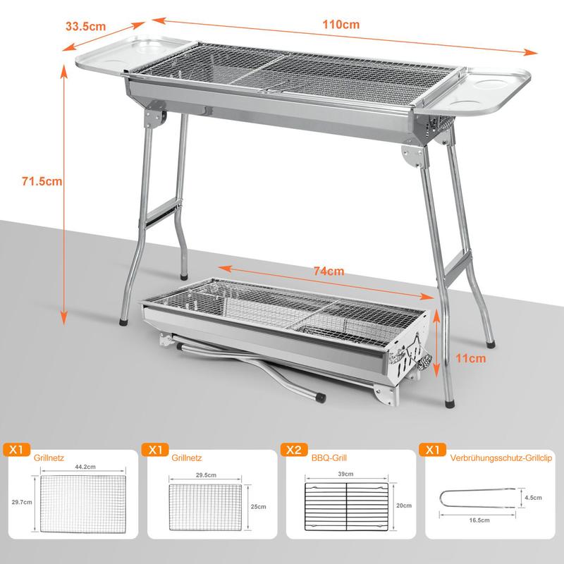 🔥 50% RABATT ! Klappbarer Outdoor-Grill aus Edelstahl – Perfekt für Camping, Garten & BBQ-Partys 🍖
