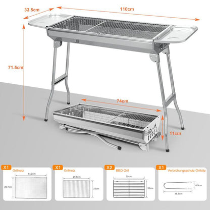 🔥 50% RABATT ! Klappbarer Outdoor-Grill aus Edelstahl – Perfekt für Camping, Garten & BBQ-Partys 🍖