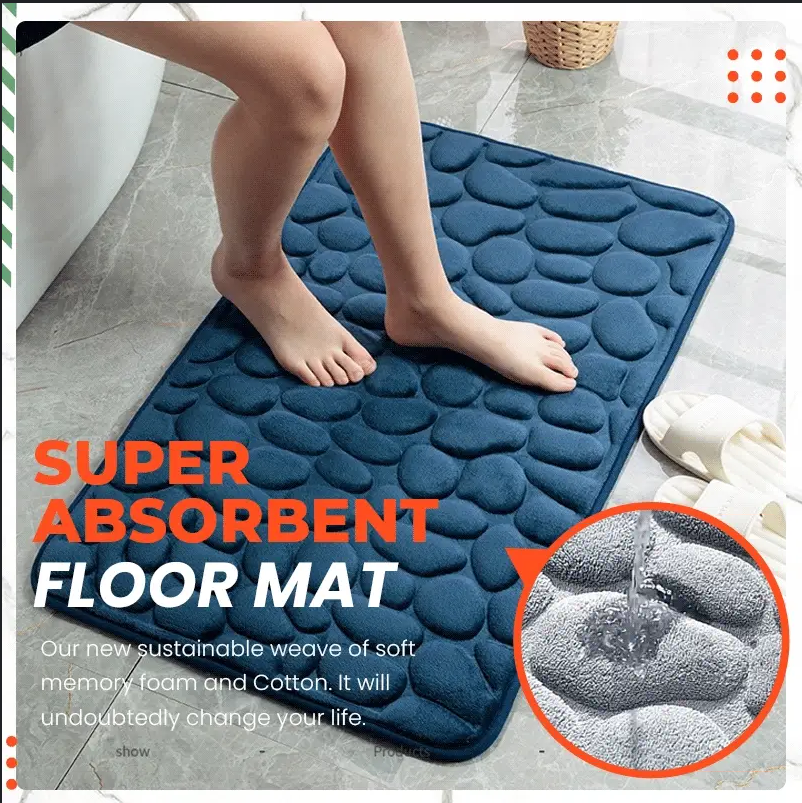 🛁 50% RABATT!🏠✨ Rutschfeste Memory-Foam-Badematte mit Kiesel-Velours – für Bad, Flur & Wohnzimmer