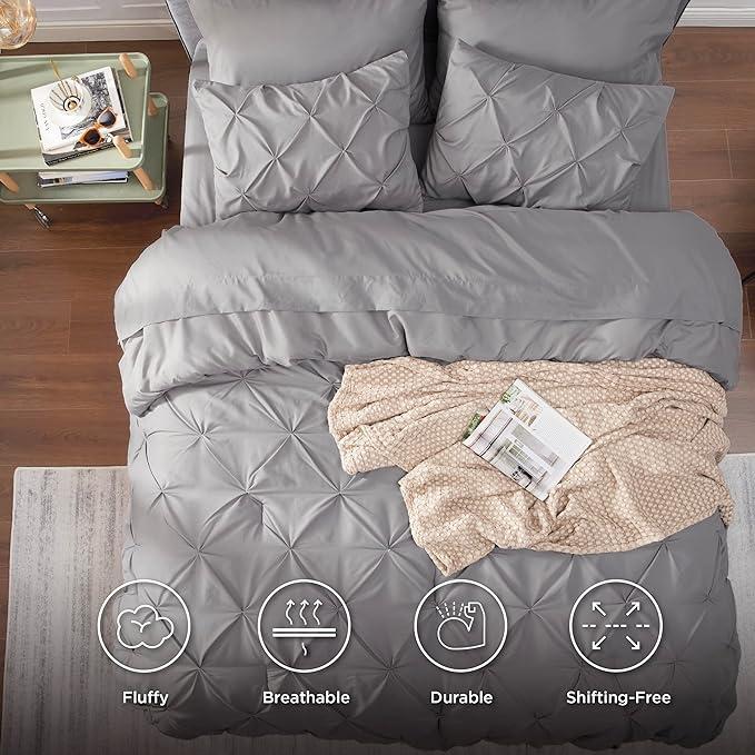 🛏️ 50% RABATT! 🌿 3-teiliges Bettwäsche-Set mit Pintuck-Falten – elegant, weich, komplett – für Ihr Traum-Schlafzimmer ✨