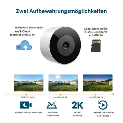 🔥 Kristallklare 2K-Überwachungskamera 🎥 Farbnachtsicht 🌙 24/7-Aufzeichnung und intelligente Alarme 🚨 Einfache Installation! 🔒