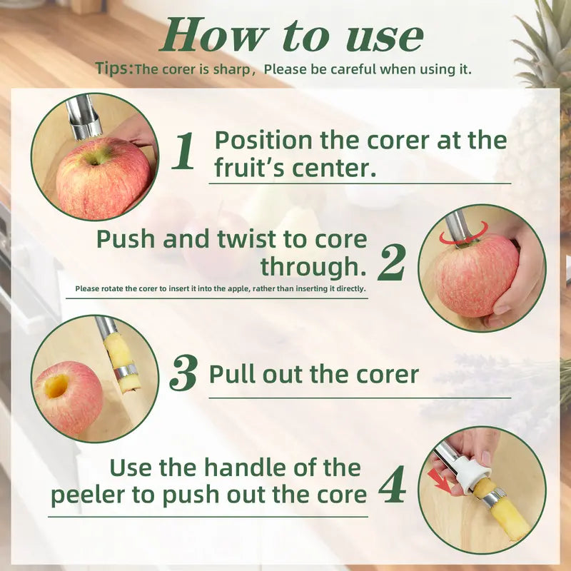 🔥2+1 GRATIS! 🍎 2-in-1 Apfelausstecher & Schäler aus Edelstahl – Schälen, entkernen und stilvoll servieren wie ein Profi! ✨