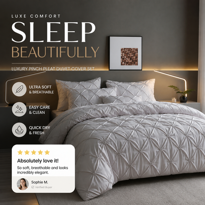 🛏️ 50% RABATT! 🌿 3-teiliges Bettwäsche-Set mit Pintuck-Falten – elegant, weich, komplett – für Ihr Traum-Schlafzimmer ✨