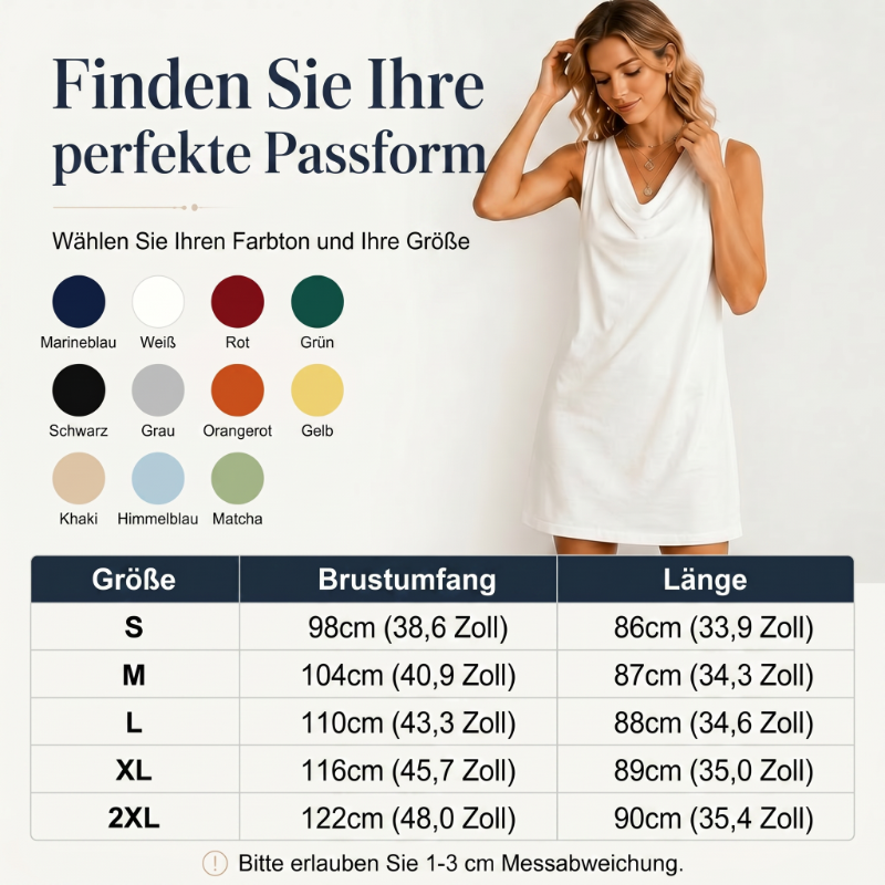 📢📢50% RABATT!! ⏰ Elegantes Slim-Fit-Kleid mit Wasserfallausschnitt – Ärmellos, Seitentaschen, Vielseitig ✨