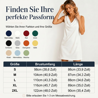 📢📢50% RABATT!! ⏰ Elegantes Slim-Fit-Kleid mit Wasserfallausschnitt – Ärmellos, Seitentaschen, Vielseitig ✨