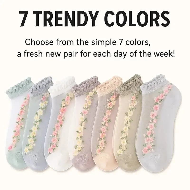 🌺Blumige Spitzensocken für Damen, Frühjahr/Sommer