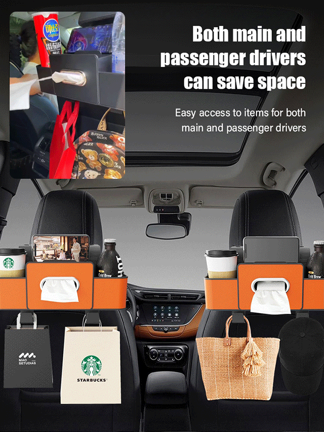 🚗Multifunktionales Auto-Rücksitz-Staufach – Praktisch, ordentlich & griffbereit 🧃📱