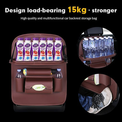 📢📢50 % Rabatt!! ⏰Auto Rücksitz Leder Organizer Aufbewahrungstasche mit faltbarem Tisch
