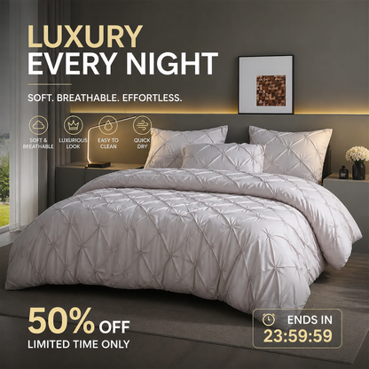 🛏️ 50% RABATT! 🌿 3-teiliges Bettwäsche-Set mit Pintuck-Falten – elegant, weich, komplett – für Ihr Traum-Schlafzimmer ✨