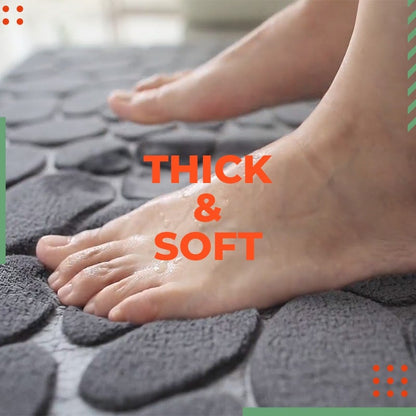 🛁 50% RABATT!🏠✨ Rutschfeste Memory-Foam-Badematte mit Kiesel-Velours – für Bad, Flur & Wohnzimmer