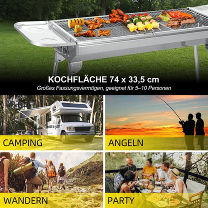 🔥 50% RABATT ! Klappbarer Outdoor-Grill aus Edelstahl – Perfekt für Camping, Garten & BBQ-Partys 🍖
