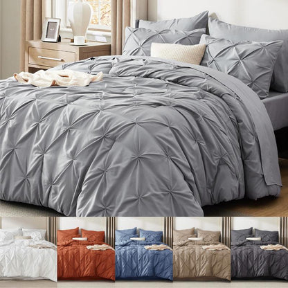 🛏️ 50% RABATT! 🌿 3-teiliges Bettwäsche-Set mit Pintuck-Falten – elegant, weich, komplett – für Ihr Traum-Schlafzimmer ✨