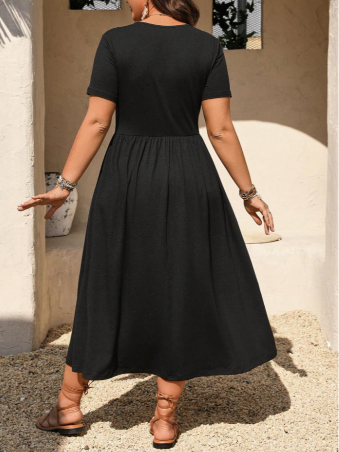 ✨ Figurfreundliches Damen Großgrößen-Kleid – Empire-Schnitt, atmungsaktives Material und vielseitig kombinierbar für warme Tage 🌸
