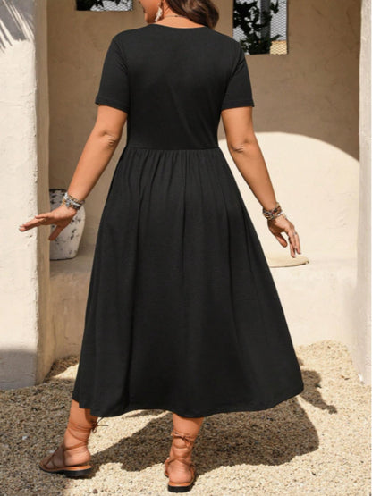✨ Figurfreundliches Damen Großgrößen-Kleid – Empire-Schnitt, atmungsaktives Material und vielseitig kombinierbar für warme Tage 🌸