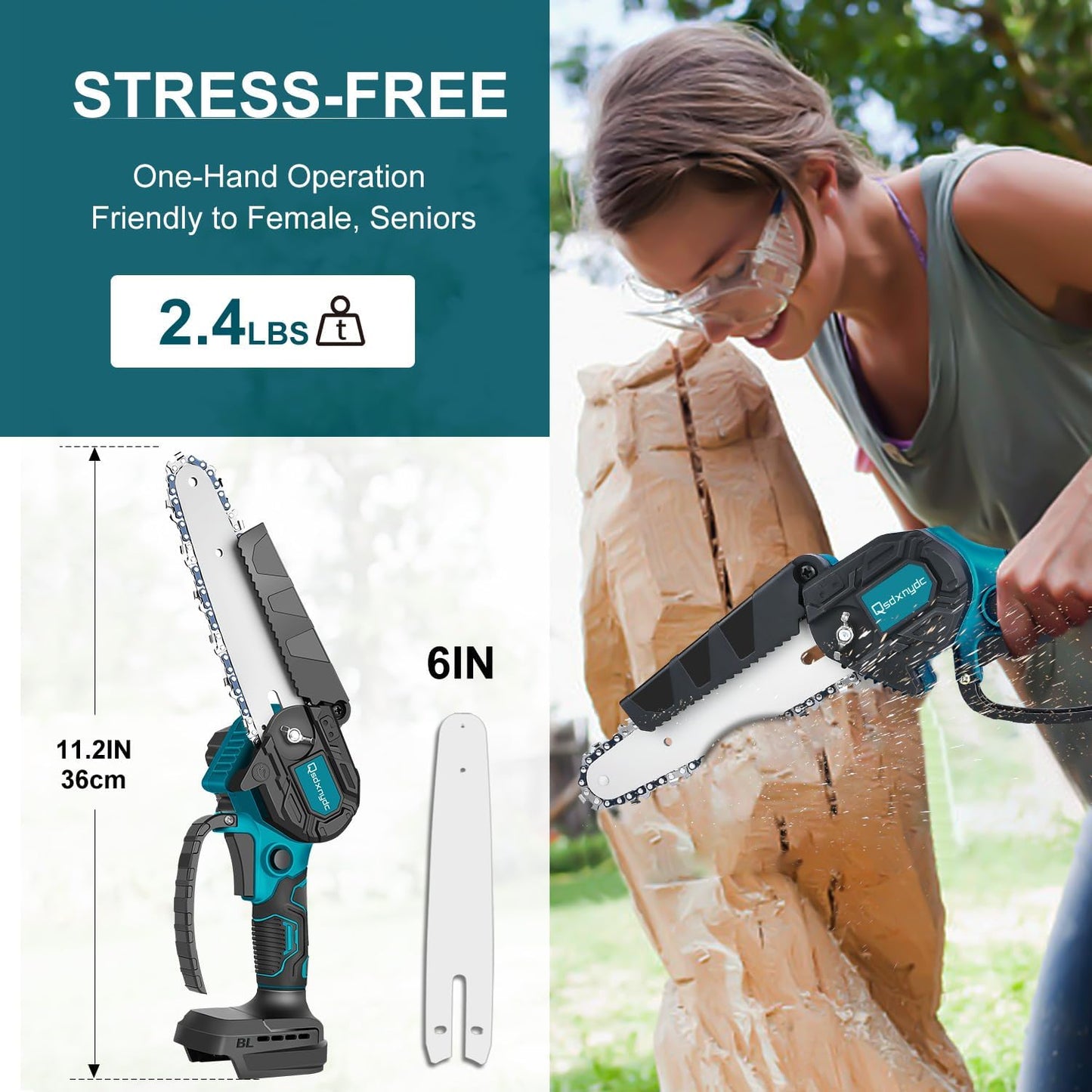 🔥 Zeitlich begrenzte Aktion: 50 % Rabatt 🔥 6-Zoll-Akku-Minikettensäge mit 2 ✨ Akkus Kabellos und tragbar, ideal zum Zurückschneiden und zur Holzfällung