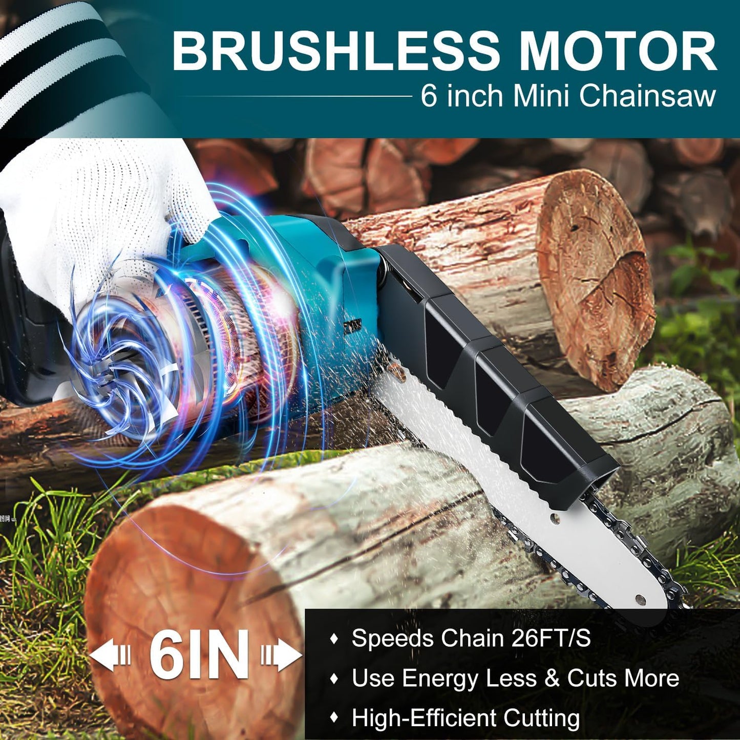 🔥 Zeitlich begrenzte Aktion: 50 % Rabatt 🔥 6-Zoll-Akku-Minikettensäge mit 2 ✨ Akkus Kabellos und tragbar, ideal zum Zurückschneiden und zur Holzfällung