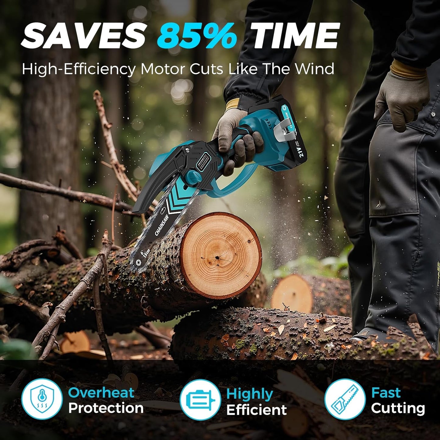 🔥 Zeitlich begrenzte Aktion: 50 % Rabatt 🔥 6-Zoll-Akku-Minikettensäge mit 2 ✨ Akkus Kabellos und tragbar, ideal zum Zurückschneiden und zur Holzfällung