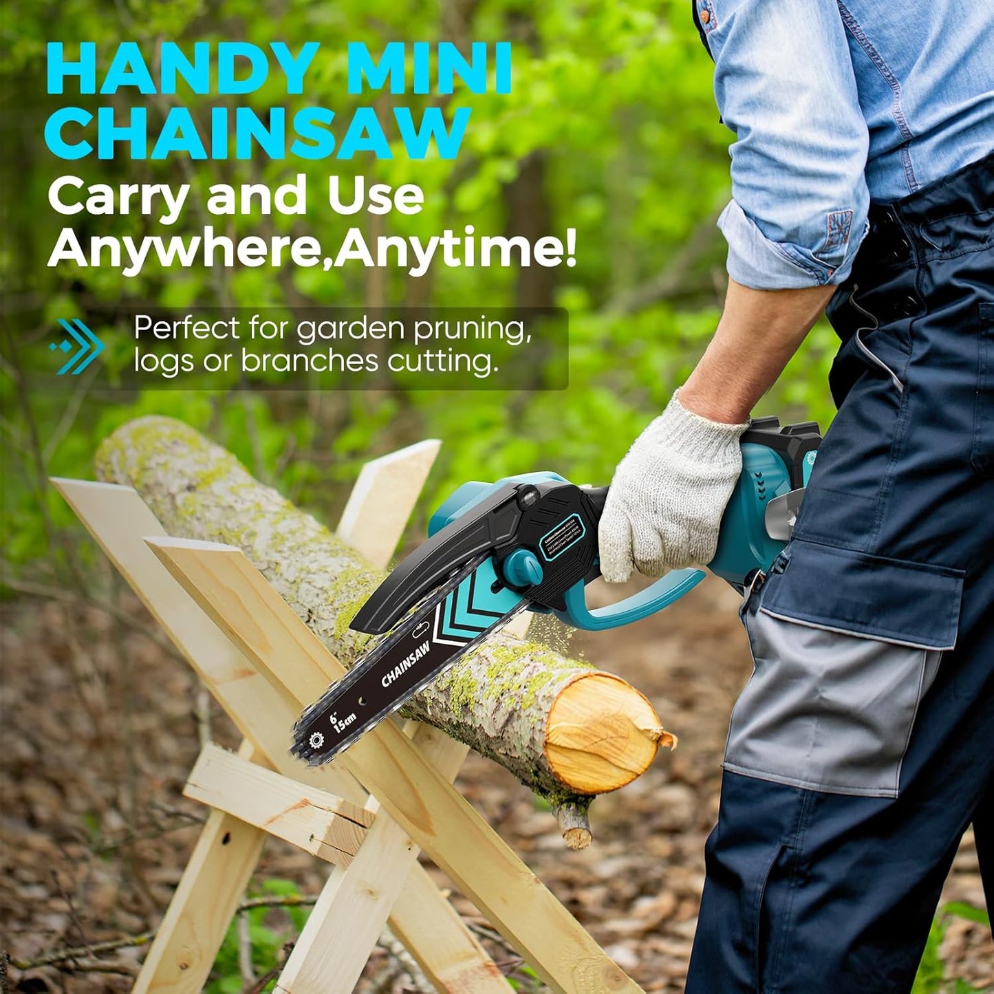 🔥 Zeitlich begrenzte Aktion: 50 % Rabatt 🔥 6-Zoll-Akku-Minikettensäge mit 2 ✨ Akkus Kabellos und tragbar, ideal zum Zurückschneiden und zur Holzfällung