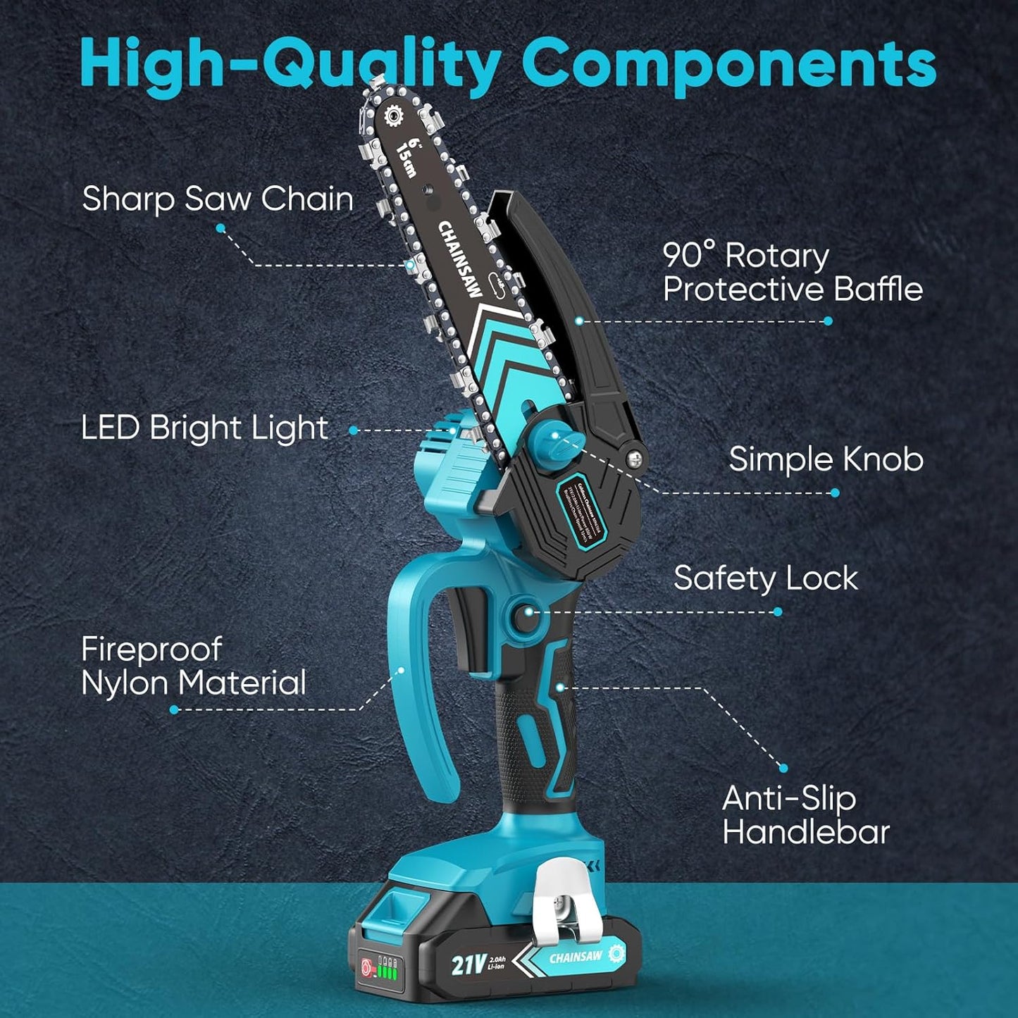 🔥 Zeitlich begrenzte Aktion: 50 % Rabatt 🔥 6-Zoll-Akku-Minikettensäge mit 2 ✨ Akkus Kabellos und tragbar, ideal zum Zurückschneiden und zur Holzfällung