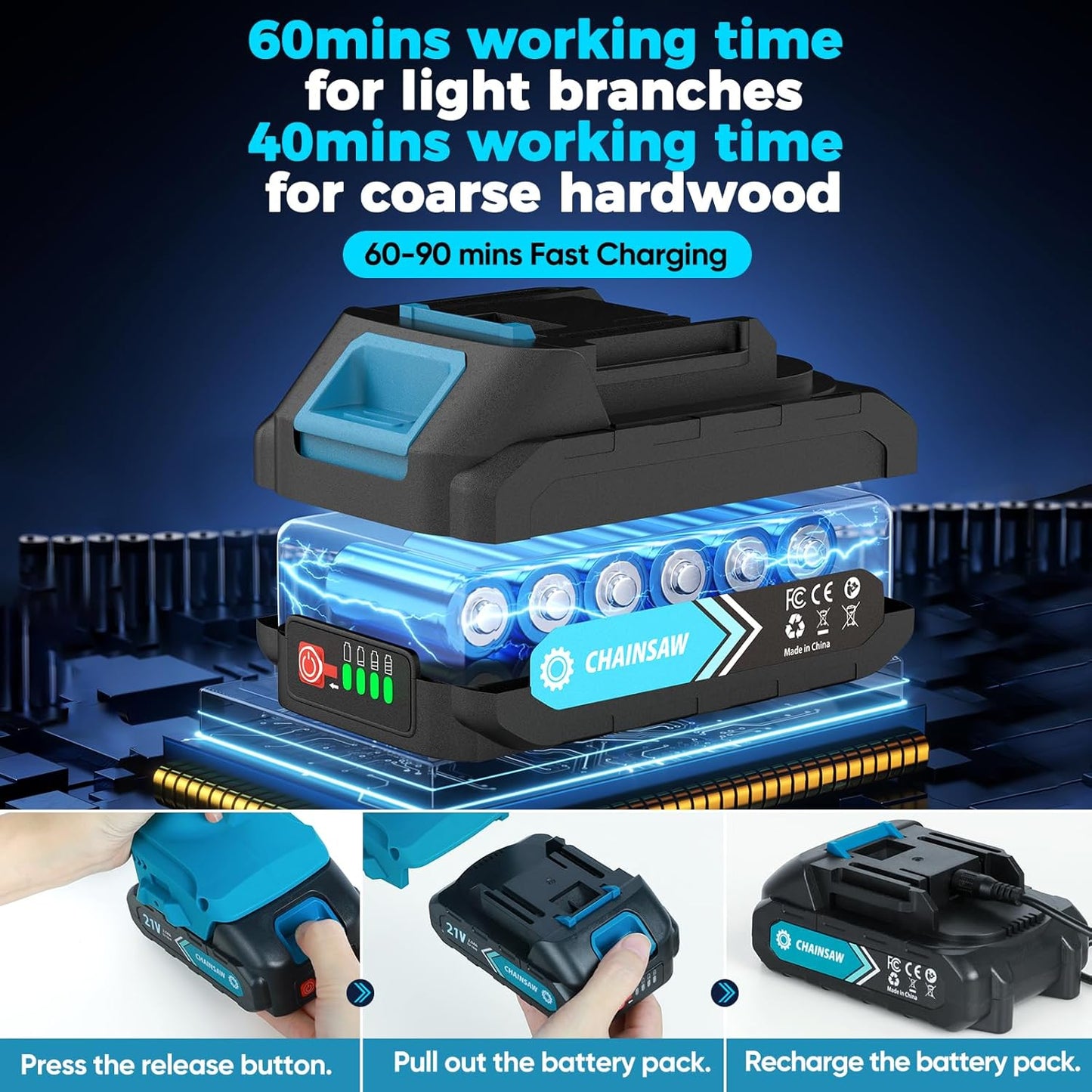 🔥 Zeitlich begrenzte Aktion: 50 % Rabatt 🔥 6-Zoll-Akku-Minikettensäge mit 2 ✨ Akkus Kabellos und tragbar, ideal zum Zurückschneiden und zur Holzfällung