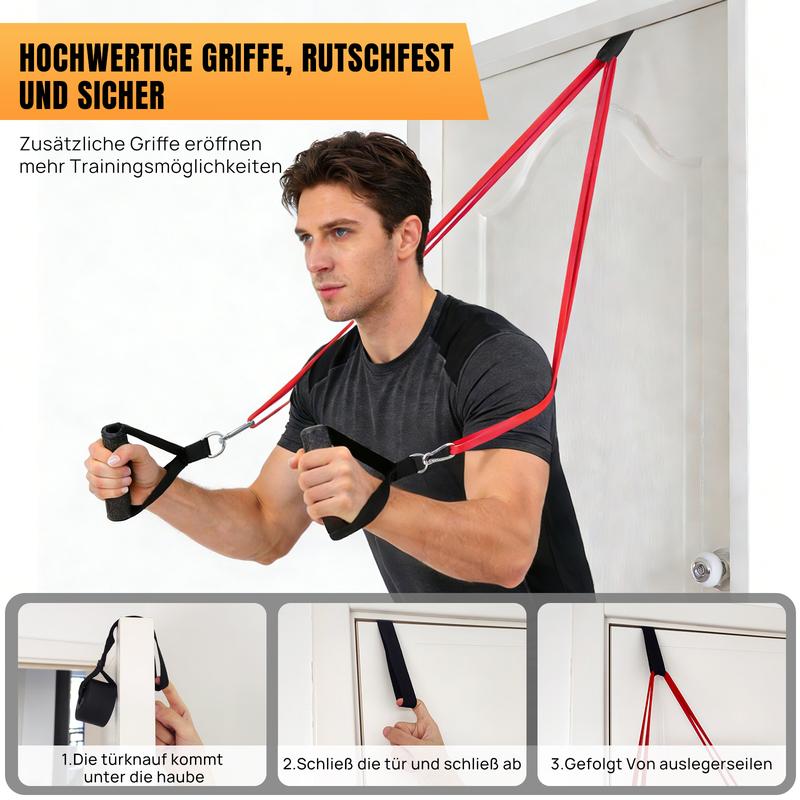 🏋️‍♂️ 50 % RABATT!💪🔥 5-teiliges Fitnessband-Set – 5 Stufen, Anker, Griffe – ideal für Kraft, Yoga & Pilates! 🧘