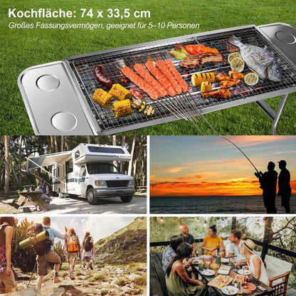 🔥 50% RABATT ! Klappbarer Outdoor-Grill aus Edelstahl – Perfekt für Camping, Garten & BBQ-Partys 🍖