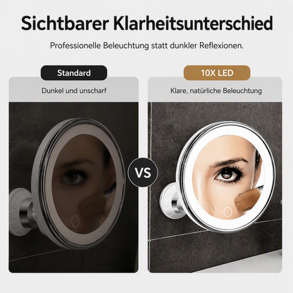 💄🪞 LED Kosmetikspiegel mit 10-facher Vergrößerung – Saugnapf, 360° drehbar & faltbar, für Bad & Make-up