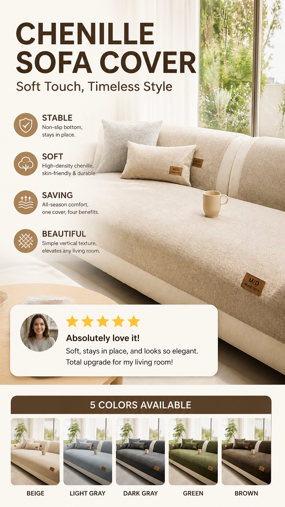 🛋️ Gepolsterte rutschfeste Sofaabdeckung – ultraweich, waschbar & kratzfest – ideal für Kinder und Haustiere 🐾
