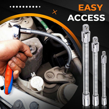 🔩 50 % RABATT ⚙️ Flexible Ratschenverlängerungsstange – Chrom-Vanadium, 3 Größen – Erreicht enge Ecken, Kugelverriegelung – ideal für Autoreparaturen oder Heimwerker 🛠️
