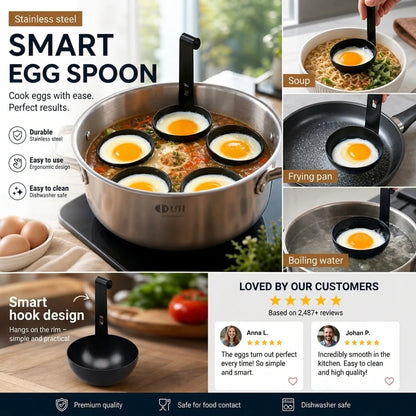 🛍️ 50 % Rabatt – Hängendes Eierpochier-Set aus Silikon/Edelstahl – für weiche & hartgekochte Eier, spülmaschinenfest & hitzebeständig 🍳
