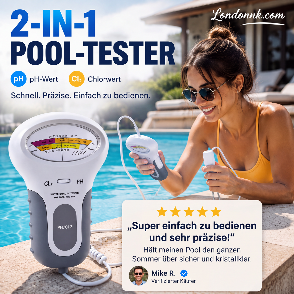🔬🏊 50% RABATT! pH- & Chlormessgerät für Schwimmbäder – Präzise Messung von pH-Wert & Chlorgehalt – Einfach, schnell & zuverlässig 💧✨